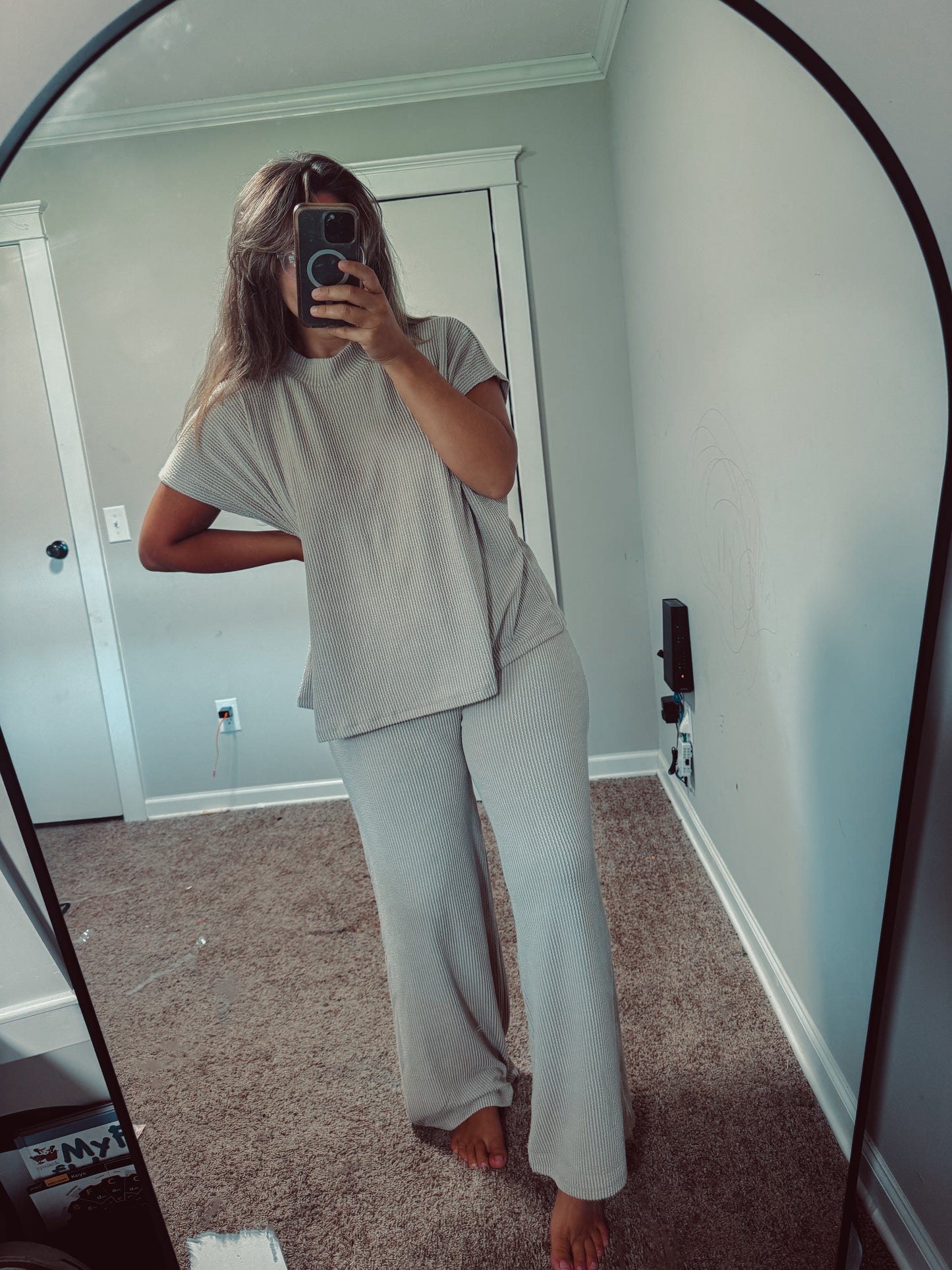 Ribbed Mock Neck Set