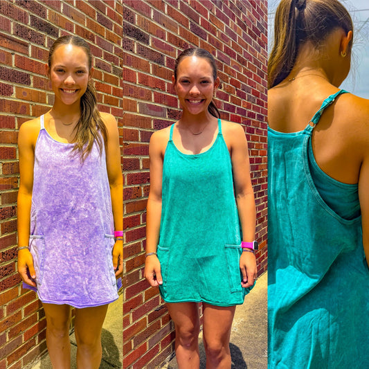 Vintage Wash Athleisure Romper Dress