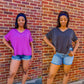 Crown Ribbed V Neck