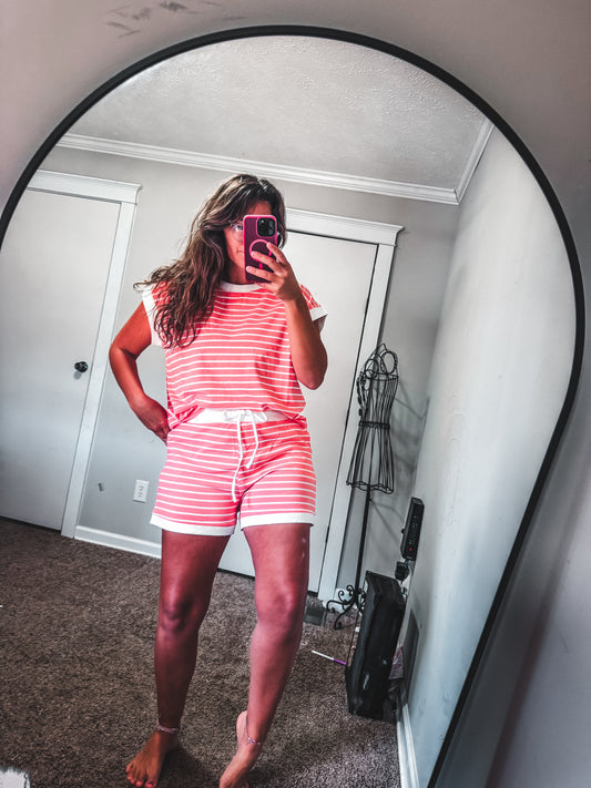 Coral Stripe Set