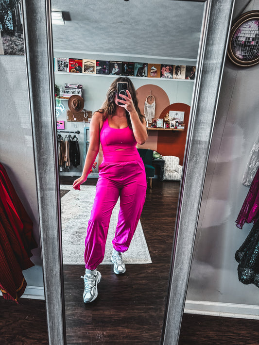 Sonic Pink Athleisure Jumpsuit