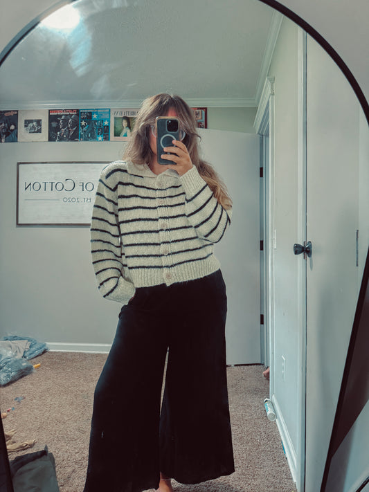 Striped 5 Button Cardi