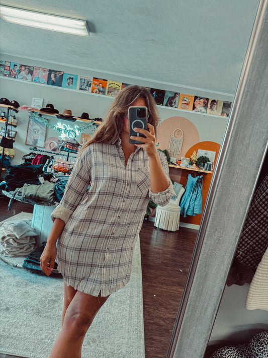 Like Flannel Button Up Dress