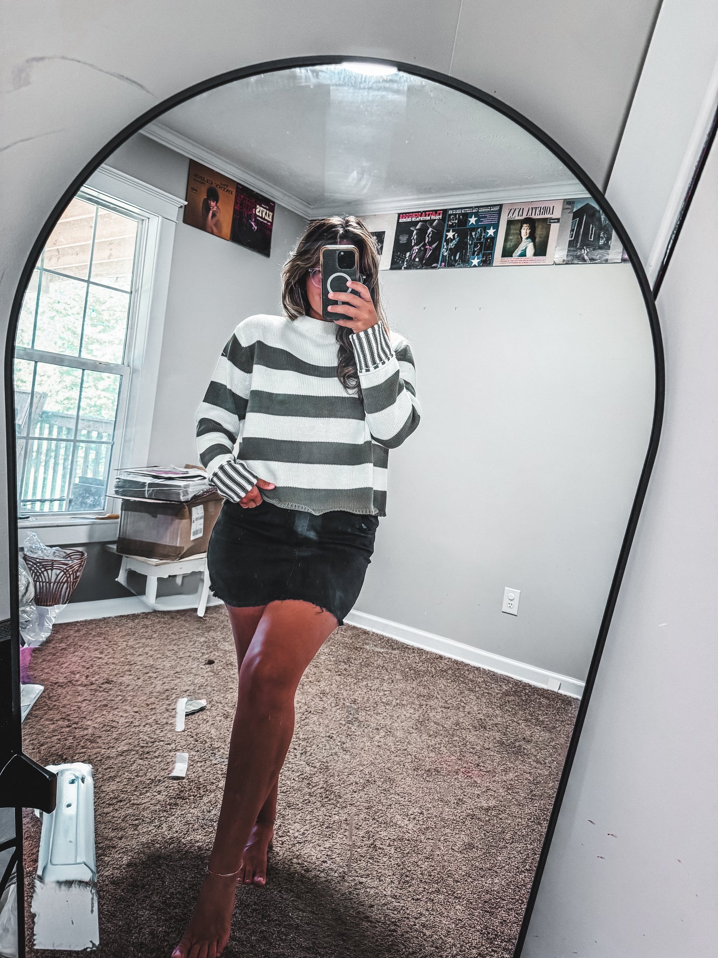 Olive Striped Sweater