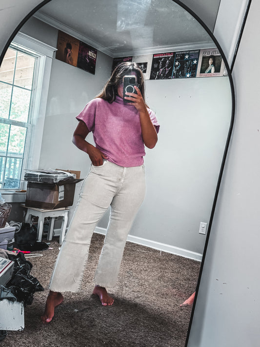 Sand Beige Acid Wash Denim
