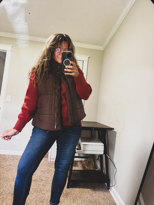 Chocolate Brown Puff Vest
