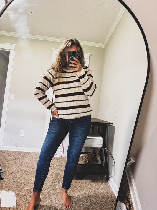 Chocolate Brown Stripe Lightweight Sweater