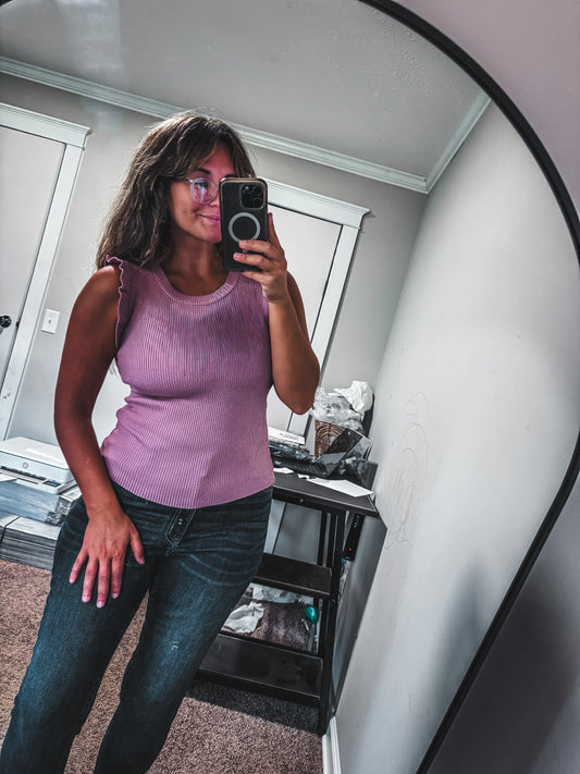 Rose Ribbed Top