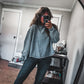 Acid Wash Double Ribbed Exposed Seam Pullover
