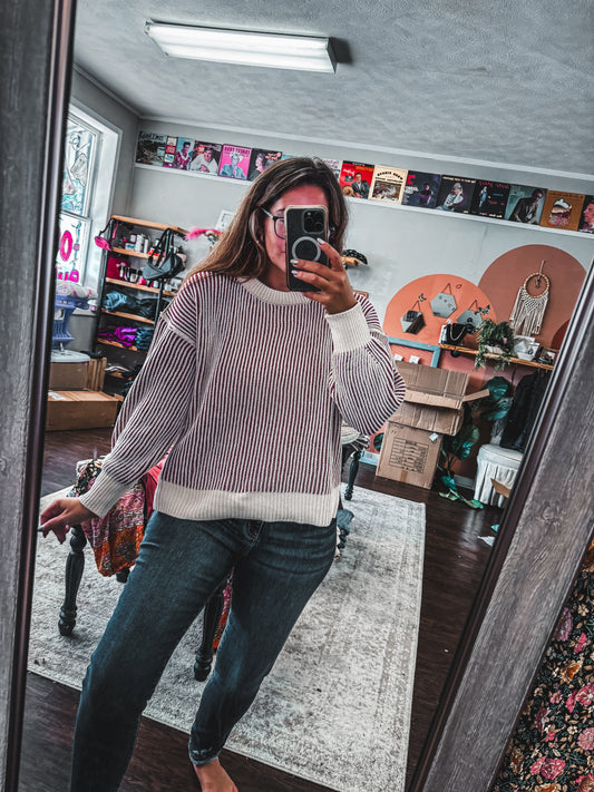 Two Tone Cabernet Sweater