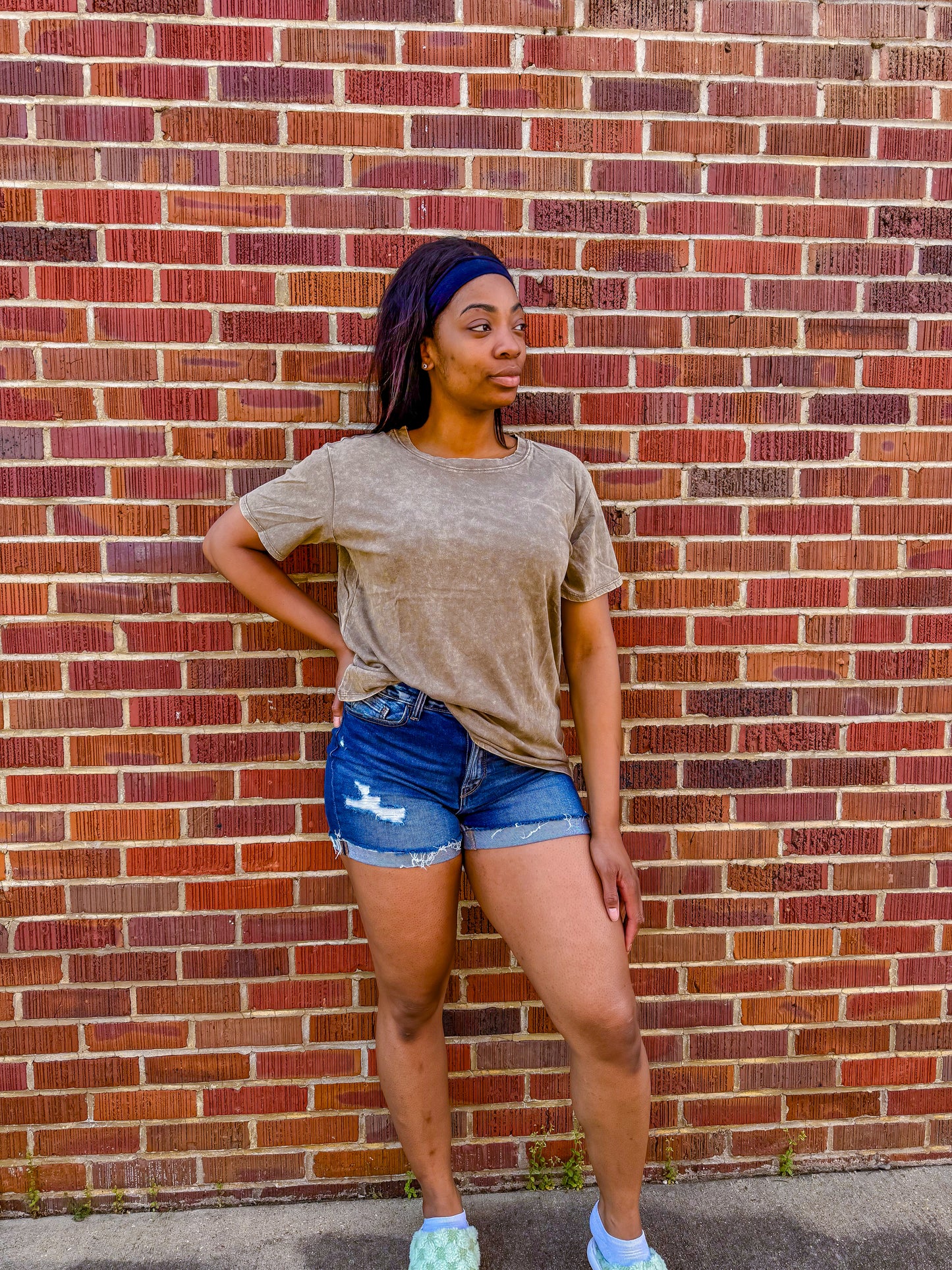 Distressed Dark Denim Shorts