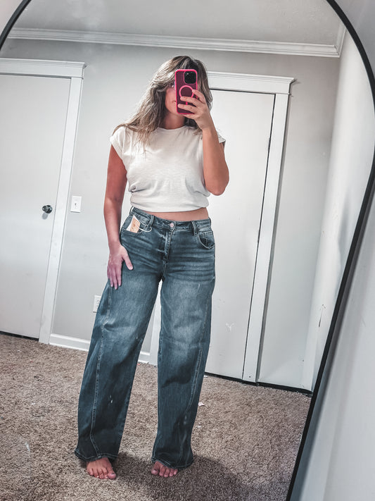 Mid Wash Sophie Barrel Jeans