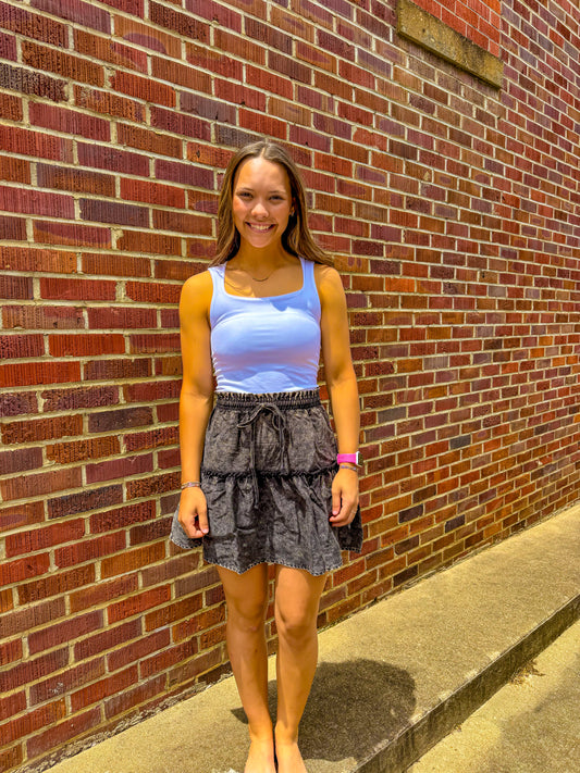Vintage Wash Tiered Skirt