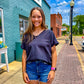 Black V Neck Woven Top